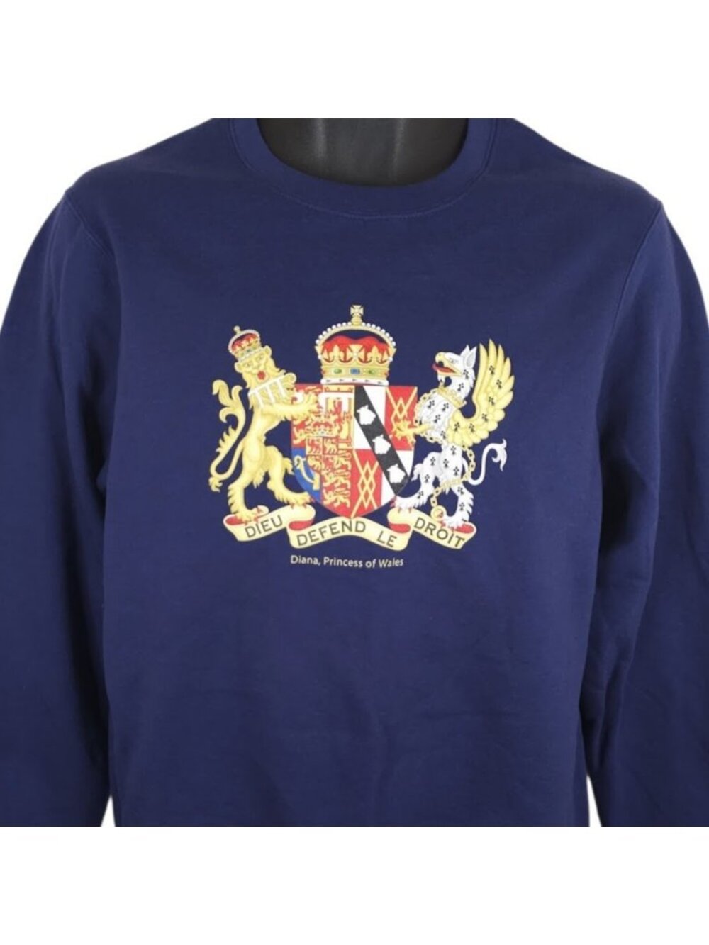Diana Princess Of Wales Sweatshirt Mens Size Small Blue Royal Coat Of Arms